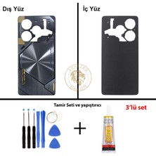 Arsking Tecno Pova 6 Gri Uyumlu Arka Kapak + Yapıştırıcı ve Vida Seti Arka Cam Batarya Pil Kapağı Back Cover
