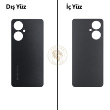 Arsking Tecno Camon 19 Siyah Uyumlu Arka Kapak Arka Cam Batarya Pil Kapağı Lazer Kesim Back Cover