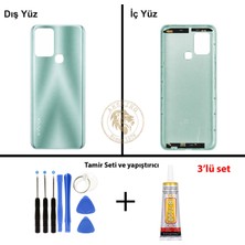 Arsking Infinix Hot 10T Yeşil Uyumlu Arka Kapak + Yapıştırıcı ve Vida Seti Arka Cam Batarya Pil Kapağı