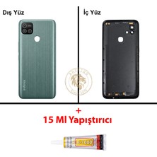 Arsking Infinix Hot 10i Yeşil Uyumlu Lensli Arka Kapak + B7000 Yapıştırıcı Arka Cam Batarya Pil Kapağı