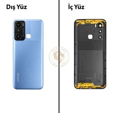 Arsking Infinix Hot 20i Mavi Uyumlu Lensli Arka Kapak Arka Cam Batarya Pil Kapağı Lazer Kesim Back Cover