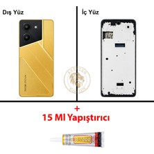 Arsking Tecno Pova 5 Gold Uyumlu Lensli Orta Kasa + B7000 Yapıştırıcı Full Kasa Kapak Gövde Housing