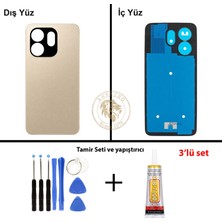 Arsking Infinix Smart 9 Gold Uyumlu Arka Kapak + Yapıştırıcı ve Vida Seti Arka Cam Batarya Pil Kapağı