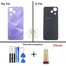 Arsking Infinix Hot 30 Play Mor Uyumlu Arka Kapak + Yapıştırıcı ve Vida Seti Arka Cam Batarya Pil Kapağı