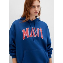 Mavi Mavi Logo Baskılı Kapüşonlu Lacivert Sweatshirt 1600361-82625