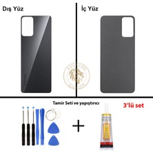 Arsking Infinix Hot 12 Siyah Uyumlu Arka Kapak + Yapıştırıcı ve Vida Seti Arka Cam Batarya Pil Kapağı