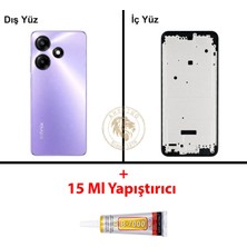 Arsking Infinix Hot 30 Play Mor Uyumlu Orta Kasa + B7000 Yapıştırıcı Full Kasa Kapak Gövde Housing