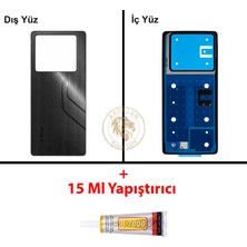 Arsking Infinix Note 40 Siyah Uyumlu Arka Kapak + B7000 Yapıştırıcı Arka Cam Batarya Pil Kapağı Lazer Kesim