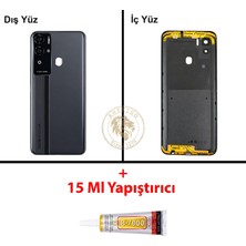 Arsking Tecno Pova Neo Siyah Uyumlu Lensli Arka Kapak + B7000 Yapıştırıcı Arka Cam Batarya Pil Kapağı