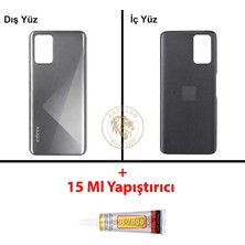 Arsking Infinix Note 8 Gümüş Uyumlu Arka Kapak + B7000 Yapıştırıcı Arka Cam Batarya Pil Kapağı Lazer Kesim