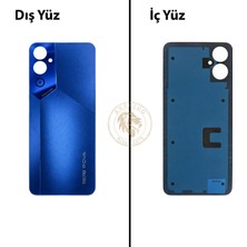 Arsking Tecno Pova 4 Mavi Uyumlu Arka Kapak Arka Cam Batarya Pil Kapağı Lazer Kesim Back Cover
