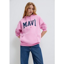 Mavi Mavi Logo Baskılı Kapüşonlu Pembe Sweatshirt 1600361-71038