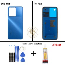 Arsking Infinix Note 12 Mavi Uyumlu Arka Kapak + Yapıştırıcı ve Vida Seti Arka Cam Batarya Pil Kapağı
