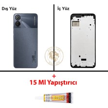 Arsking Tecno Spark 9 Pro Lacivert Uyumlu Lensli Orta Kasa + B7000 Yapıştırıcı Full Kasa Kapak Gövde Housing