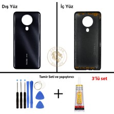 Arsking Tecno Spark 6 Siyah Uyumlu Arka Kapak + Yapıştırıcı ve Vida Seti Arka Cam Batarya Pil Kapağı