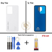Arsking General Mobile Gm 24 Pro Beyaz Uyumlu Arka Kapak + Yapıştırıcı ve Vida Seti Arka Cam Lazer Kesim