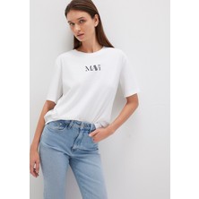 Mavi Mavi Logo Baskılı Beyaz Tişört 1611594-620