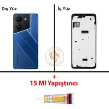 Arsking Tecno Pova 5 Mavi Uyumlu Lensli Orta Kasa + B7000 Yapıştırıcı Full Kasa Kapak Gövde Housing