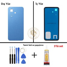Arsking Infinix Smart 10 Mavi Uyumlu Arka Kapak + Yapıştırıcı ve Vida Seti Arka Cam Batarya Pil Kapağı