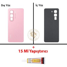 Arsking Infinix Hot 50 Pembe Uyumlu Arka Kapak + B7000 Yapıştırıcı Arka Cam Batarya Pil Kapağı Lazer Kesim