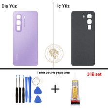 Arsking Infinix Hot 50 Mor Uyumlu Arka Kapak + Yapıştırıcı ve Vida Seti Arka Cam Batarya Pil Kapağı