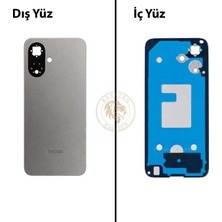 Arsking Tecno Spark Go 2 Titanyum Gri Uyumlu Arka Kapak Arka Cam Batarya Pil Kapağı Lazer Kesim Back Cover