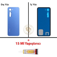 Arsking Infinix Hot 60 Pro Mavi Uyumlu Arka Kapak + B7000 Yapıştırıcı Arka Cam Batarya Pil Kapağı Back Cover