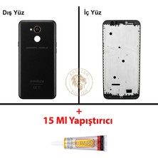 Arsking General Mobile Gm 8 Siyah Uyumlu Orta Kasa + B7000 Yapıştırıcı Full Kasa Kapak Gövde Housing