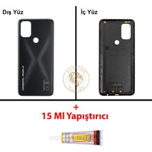 Arsking General Mobile Gm 21 Plus Siyah Uyumlu Arka Kapak + B7000 Yapıştırıcı Arka Cam Batarya Pil Kapağı
