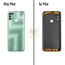 Arsking Infinix Hot 11 Play Yeşil Uyumlu Lensli Arka Kapak Arka Cam Batarya Pil Kapağı Lazer Kesim