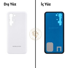 Arsking Tecno Spark 40 Pro Plus Beyaz Uyumlu Arka Kapak Arka Cam Batarya Pil Kapağı Lazer Kesim Back Cover