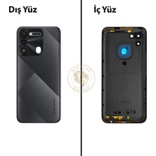 Arsking Tecno Spark 9 Siyah Uyumlu Arka Kapak Arka Cam Batarya Pil Kapağı Lazer Kesim Back Cover