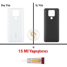 Arsking Tecno Camon 16 Beyaz Uyumlu Arka Kapak + B7000 Yapıştırıcı Arka Cam Batarya Pil Kapağı Lazer Kesim