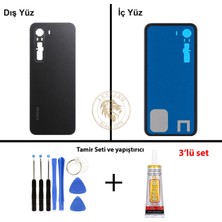 Arsking Infinix Hot 60 Pro Siyah Uyumlu Arka Kapak + Yapıştırıcı ve Vida Seti Arka Cam Batarya Pil Kapağı
