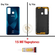Arsking Infinix Hot 9 Okyanus Uyumlu Arka Kapak + B7000 Yapıştırıcı Arka Cam Batarya Pil Kapağı Lazer Kesim