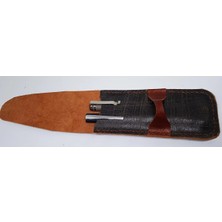 Mikasso Gerçek Deri Özel Kalemleriniz Için Kalemlik 2 x 3 Kalem Için 27 cm 6 cm HO610 Ahşap Kahverengi