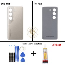 Arsking Tecno Camon 40 Kum Titanyum Uyumlu Arka Kapak + Yapıştırıcı ve Vida Seti Arka Cam Batarya Pil Kapağı