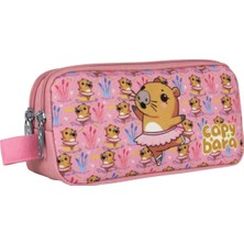 Mikasso Iki Bölmeli Balerin Desenli Pembe Kız Çocuk Kalem Çantası - 5217 Tekstil Pembe