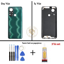 Arsking Infinix Hot 11S Yeşil Uyumlu Arka Kapak + Yapıştırıcı ve Vida Seti Arka Cam Batarya Pil Kapağı