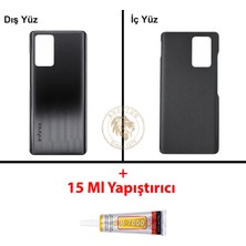 Arsking Infinix Note 10 Pro Siyah Uyumlu Arka Kapak + B7000 Yapıştırıcı Arka Cam Batarya Pil Kapağı
