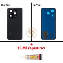 Arsking Tecno Spark Go 2024 Siyah Uyumlu Lensli Arka Kapak + B7000 Yapıştırıcı Arka Cam Batarya Pil Kapağı