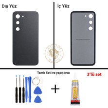 Arsking Tecno Spark 40 Pro Siyah Uyumlu Arka Kapak + Yapıştırıcı ve Vida Seti Arka Cam Batarya Pil Kapağı