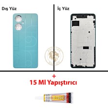 Arsking Tecno Camon 19 Pro Kutup Mavisi Uyumlu Orta Kasa + B7000 Yapıştırıcı Full Kasa Kapak Gövde Housing