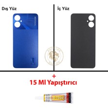 Arsking Tecno Spark 9 Pro Mavi Uyumlu Arka Kapak + B7000 Yapıştırıcı Arka Cam Batarya Pil Kapağı Lazer Kesim