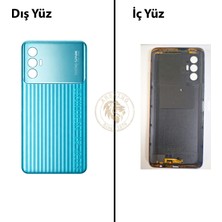 Arsking Tecno Spark 8 Pro Turkuaz Uyumlu Arka Kapak Arka Cam Batarya Pil Kapağı Lazer Kesim Back Cover