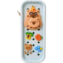Mikasso Capybara Figürlü Charm Kalem Kutusu | Kawaii Sevimli Çok Bölmeli Okul Kırtasiye Çantası Belirtilmemi