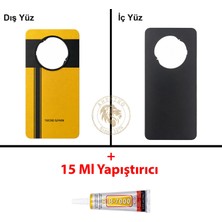 Arsking Tecno Spark 30 Bumblebee Uyumlu Arka Kapak + B7000 Yapıştırıcı Arka Cam Batarya Pil Kapağı