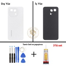 Arsking Tecno Spark Go 1 Beyaz Uyumlu Arka Kapak + Yapıştırıcı ve Vida Seti Arka Cam Batarya Pil Kapağı