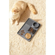 Weather Forecast Silikon Gri Kaymaz Yavaş Yeme Kedi Köpek Mama Ezmesi Yalama Matı Su Kabı MT289GR