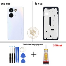Arsking Tecno Camon 20 Pro Buzul Parıltısı Uyumlu Orta Kasa + Yapıştırıcı ve Vida Seti Full Kasa Kapak Gövde